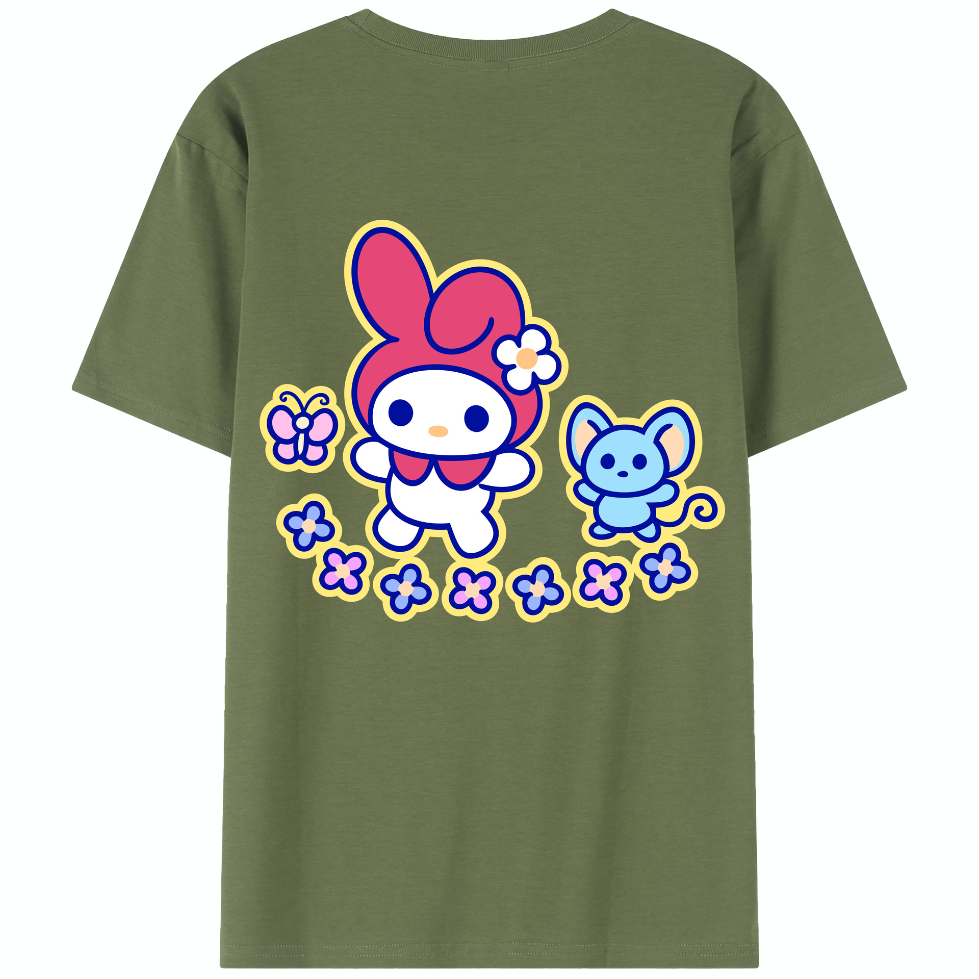 （画像用） Hello Kitty ハローキティ 綿100％半袖Tシャツ（背面プリント）